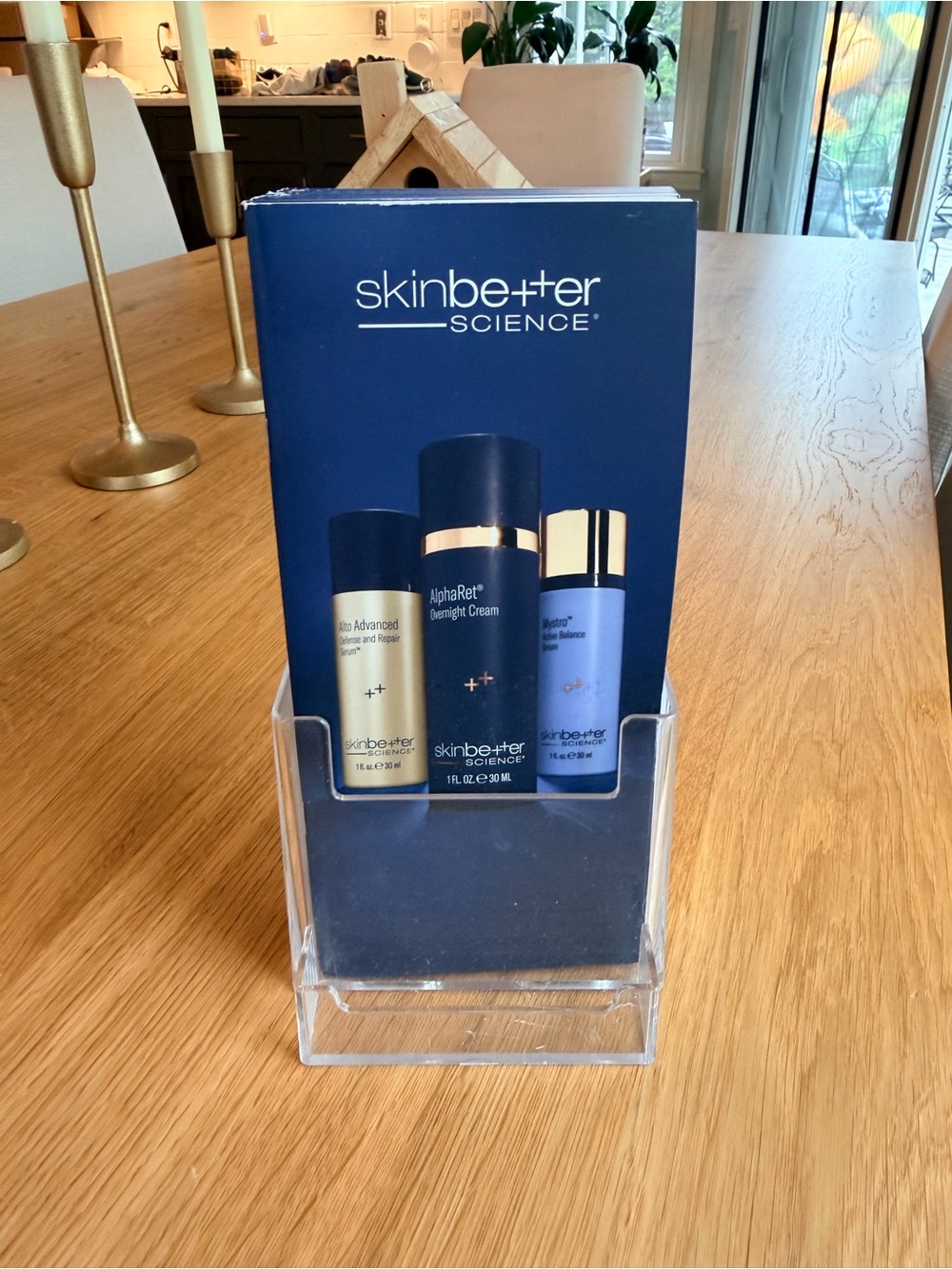 Skinbetter science brochure x 9 clear acrylic holder w/spot for business cards